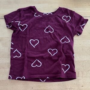 Old Navy Maroon Heart Print Kids Tee